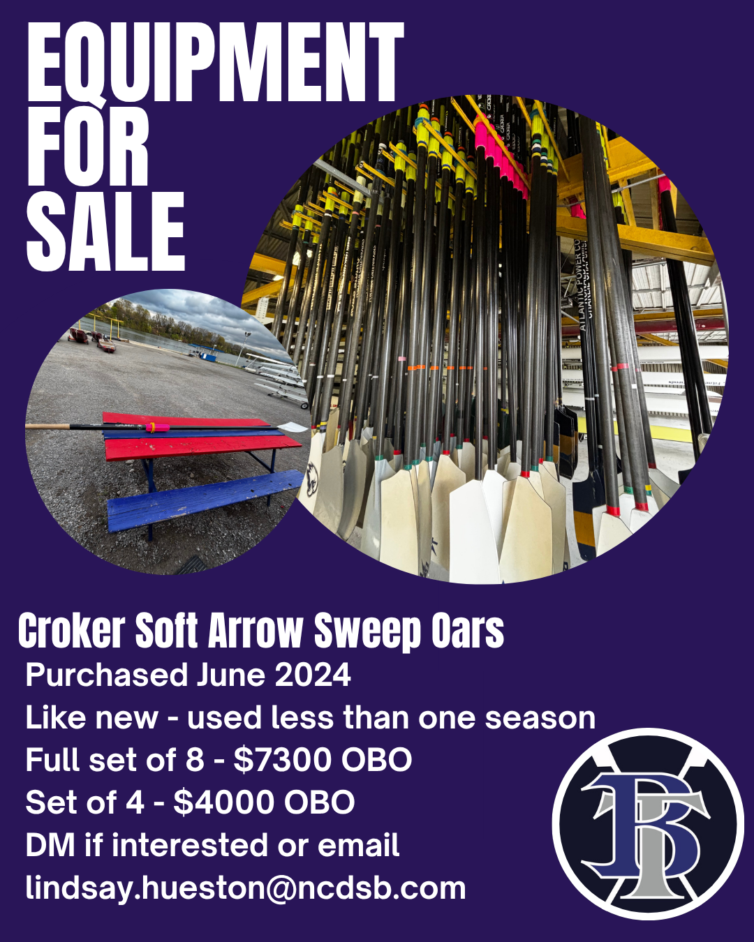 Croker Soft Arrow sweep oars for sale